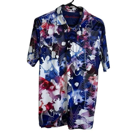 Robert Graham Mens Polo Shirt Small Multicolor Golf Abstract Payne's Valley Logo - Picture 1 of 10